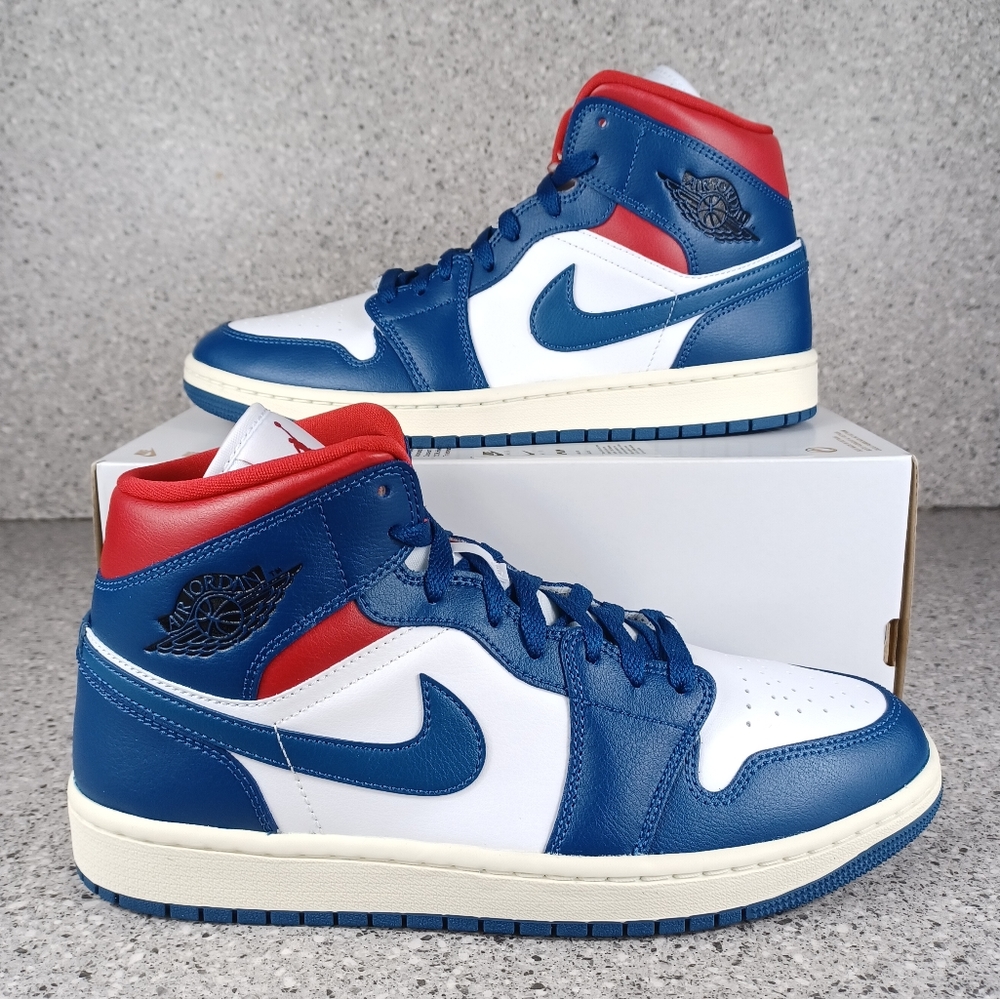 Nike Air Jordan 1 Mid French Blue Gym Red - Women's Size 10.5 Shoes